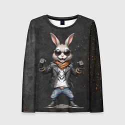 Лонгслив женский Заяц рокер, цвет: 3D-принт