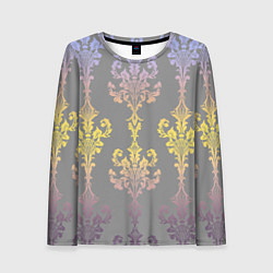 Лонгслив женский Узор на обоях градиентный на сером, цвет: 3D-принт