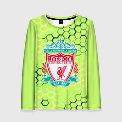 Лонгслив женский Ливерпуль кислотные соты, цвет: 3D-принт