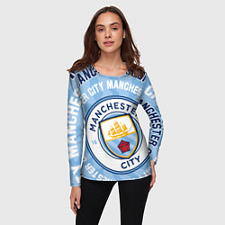 Лонгслив женский Манчестер Сити надписи и логотип, цвет: 3D-принт — фото 2