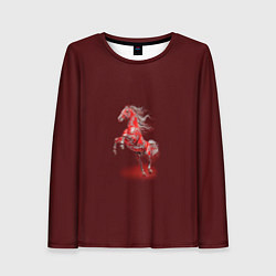 Лонгслив женский Красная огненная лошадь символ 2026 года, цвет: 3D-принт
