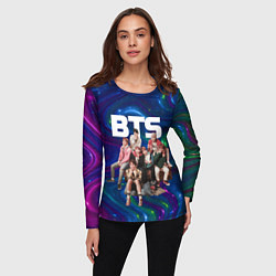 Лонгслив женский BTS фотосессия на диване, цвет: 3D-принт — фото 2