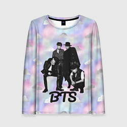 Лонгслив женский BTS черно-белый стиль, цвет: 3D-принт