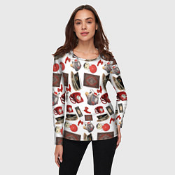 Лонгслив женский Неваляшка утюг ретро авоська петушок телефон, цвет: 3D-принт — фото 2