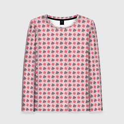 Лонгслив женский Паттерн бубны и пики розовый, цвет: 3D-принт