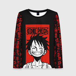 Лонгслив женский Ван Пис, Луффи на красном, цвет: 3D-принт