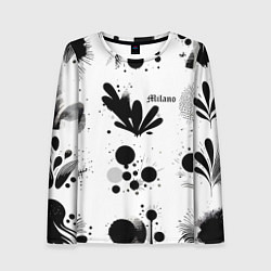 Лонгслив женский Растительный паттерн и кляксы - Милан, цвет: 3D-принт