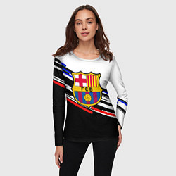 Лонгслив женский Barcelona полосы текстура спорт, цвет: 3D-принт — фото 2