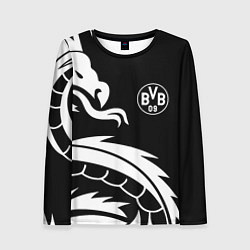 Лонгслив женский Borussia дракон белый, цвет: 3D-принт