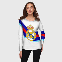 Лонгслив женский Real Madrid текстура полосы, цвет: 3D-принт — фото 2