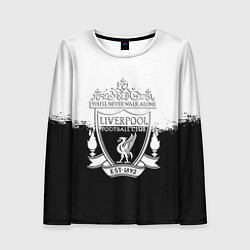 Лонгслив женский Liverpool краски черно белые, цвет: 3D-принт