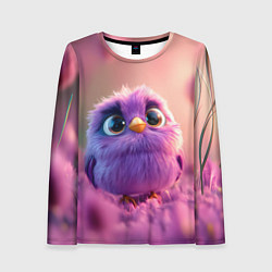 Лонгслив женский Фиолетовая птичка, цвет: 3D-принт
