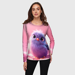 Лонгслив женский Милая фиолетовая птичка, цвет: 3D-принт — фото 2