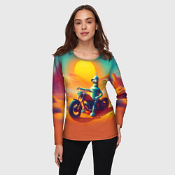 Лонгслив женский Робот Бендер на мотоцикле в пустыне, цвет: 3D-принт — фото 2
