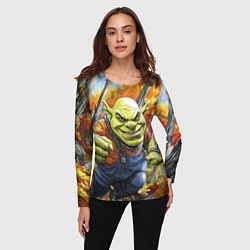 Лонгслив женский Шрек в осеннем лесу, цвет: 3D-принт — фото 2