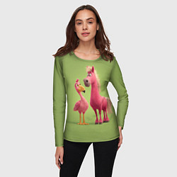Лонгслив женский Розовые они такие, цвет: 3D-принт — фото 2