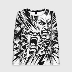 Женский лонгслив Свирепые лица и молнии - нейроарт