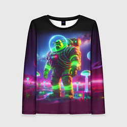 Лонгслив женский Космонавт Шрук в неоновом скафандре на загадочной, цвет: 3D-принт