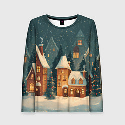 Лонгслив женский Сказочный Новогодний городок, цвет: 3D-принт