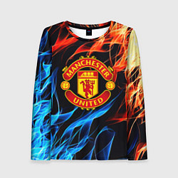 Лонгслив женский Манчестер Юнайтед огонь битва, цвет: 3D-принт