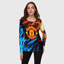 Лонгслив женский Манчестер Юнайтед огонь битва, цвет: 3D-принт — фото 2