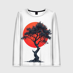 Лонгслив женский Японское дерево и солнце, цвет: 3D-принт