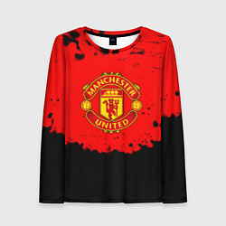 Лонгслив женский Манчестер Юнайтед краски брызги, цвет: 3D-принт