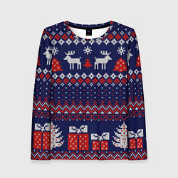 Женский лонгслив Новогодний вязаный паттерн