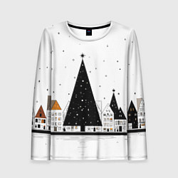 Лонгслив женский Новый год - минимализм, цвет: 3D-принт