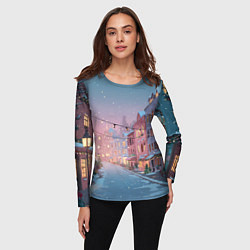 Лонгслив женский Новогодняя улица, цвет: 3D-принт — фото 2