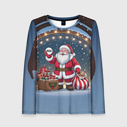 Лонгслив женский Санта с мешком подарков, цвет: 3D-принт