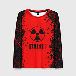 Женский лонгслив Stalker - черное на красном