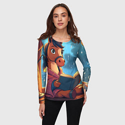 Лонгслив женский Лошадка уютным вечером, цвет: 3D-принт — фото 2