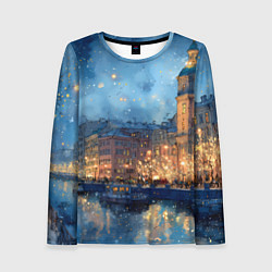 Лонгслив женский Зимняя ночь Санкт-Петербурга, цвет: 3D-принт