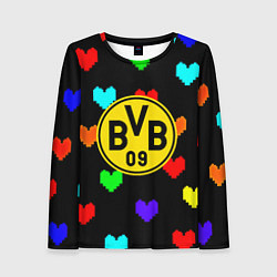 Лонгслив женский Borussia сердца паттерн, цвет: 3D-принт