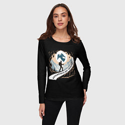 Лонгслив женский Бережёного бог бережёт арт в горах, цвет: 3D-принт — фото 2