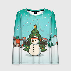 Лонгслив женский Снеговик - Новогодний Зож, цвет: 3D-принт
