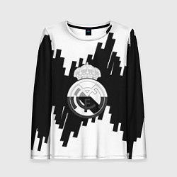 Женский лонгслив Реал Мадрид белая геометрия