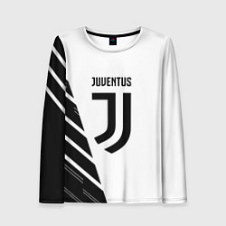 Лонгслив женский Ювентус полосы геометрия текстура, цвет: 3D-принт