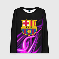 Женский лонгслив Барселона неоновый огонь текстура
