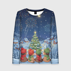Лонгслив женский Лошадки в новогоднюю ночь, цвет: 3D-принт