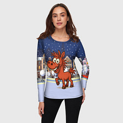 Лонгслив женский Веселая красная лошадь 2026, цвет: 3D-принт — фото 2