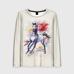 Лонгслив женский Лошадь: акварель, цвет: 3D-принт