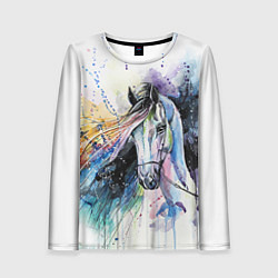 Лонгслив женский Акварельная лошадь, цвет: 3D-принт