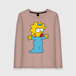 Лонгслив хлопковый женский Maggie Simpson, цвет: пыльно-розовый