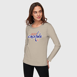 Лонгслив хлопковый женский Washington Capitals, цвет: миндальный — фото 2
