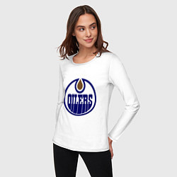 Лонгслив хлопковый женский Edmonton Oilers, цвет: белый — фото 2