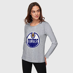 Лонгслив хлопковый женский Edmonton Oilers, цвет: меланж — фото 2