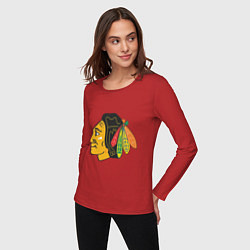 Лонгслив хлопковый женский Chicago Blackhawks, цвет: красный — фото 2