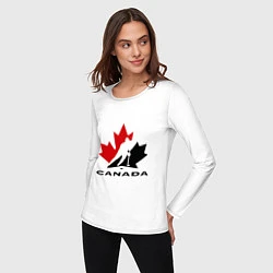 Лонгслив хлопковый женский Canada, цвет: белый — фото 2